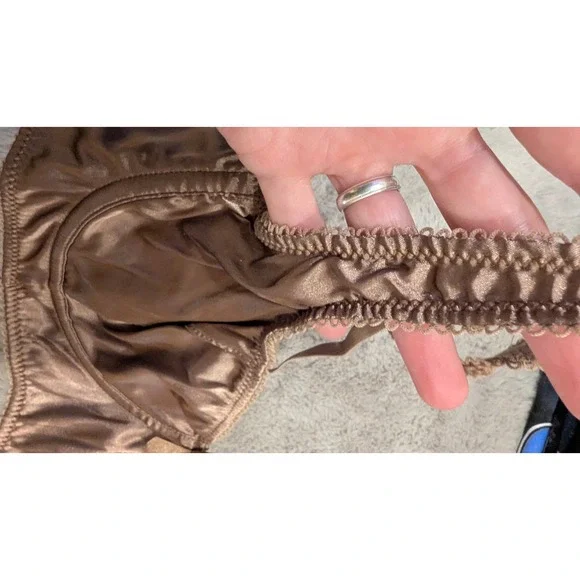 Anthropologie Satin Garter Bra Top Bronze Mesh Lace Straps Adjustable S - Picture 2 of 6